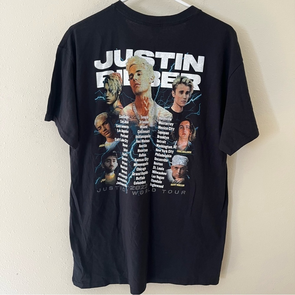 Women's Justin Bieber Justice World Tour 2022 Concert T Shirt Sz Large - Picture 2 of 5